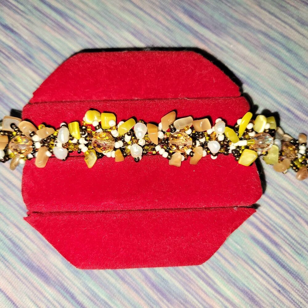 Vintage Semi Precious Multi GemStones Beaded Bracelet